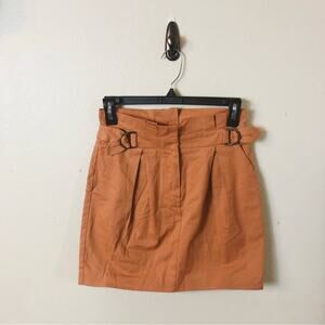 Topshop- apricot colored paperbag waist skirt Size 4 Mini Twill Pockets